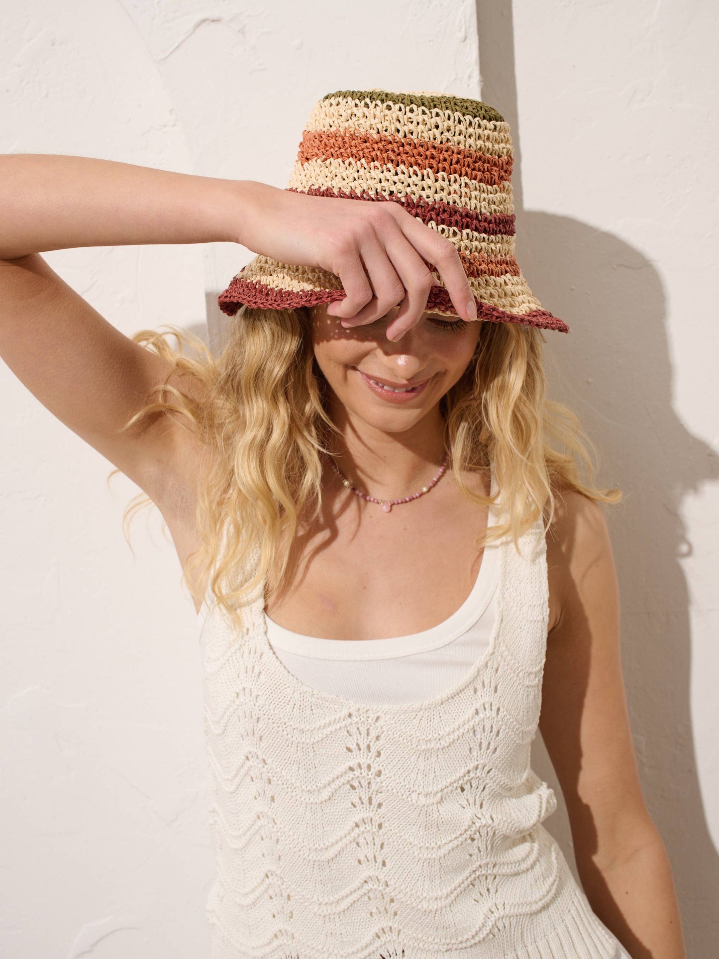 Alana Striped Straw Bucket Hat