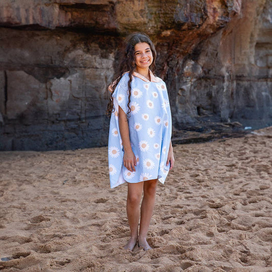Sand Free Kids Hooded Towel - Daisy: Large (7-11 yrs）